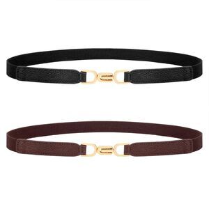 Women Elastic Thin Belts For Dress Skinny Stretch Plus Size Black Brown 8517